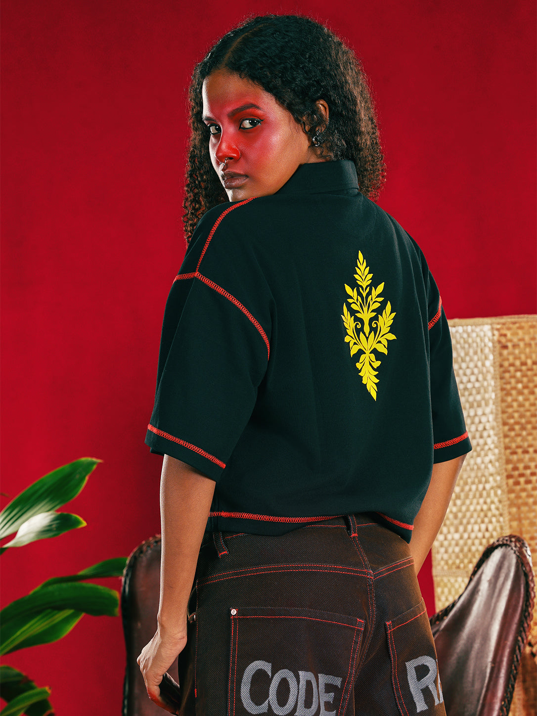 Black Insignia Boxy Crop Polo - Women