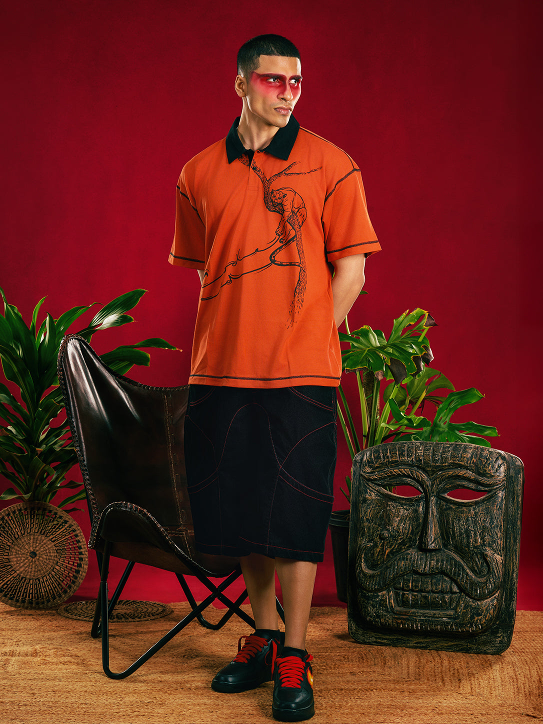 Burnt Sienna Panther Boxy Polo — Men