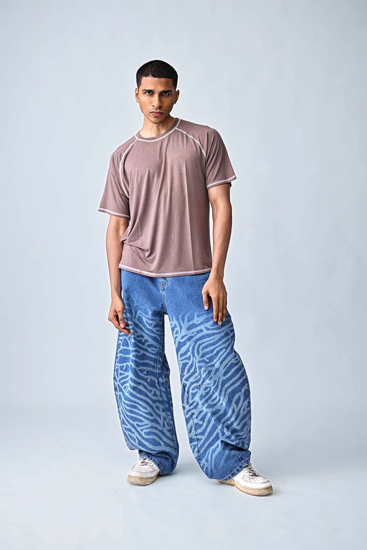 Indigo barrel fit low-rise jeans for men