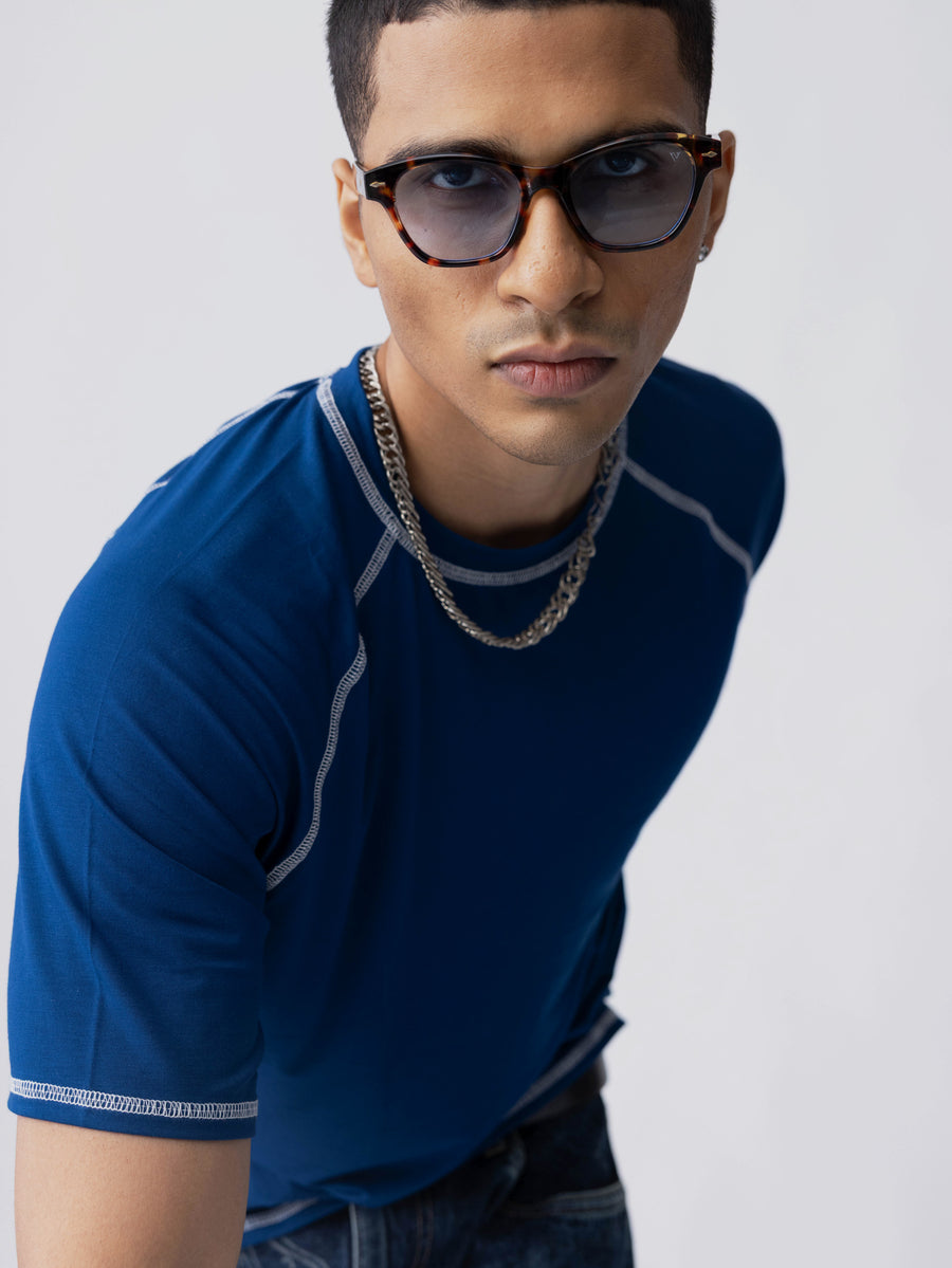 Bamboo Weave Tee – Blue