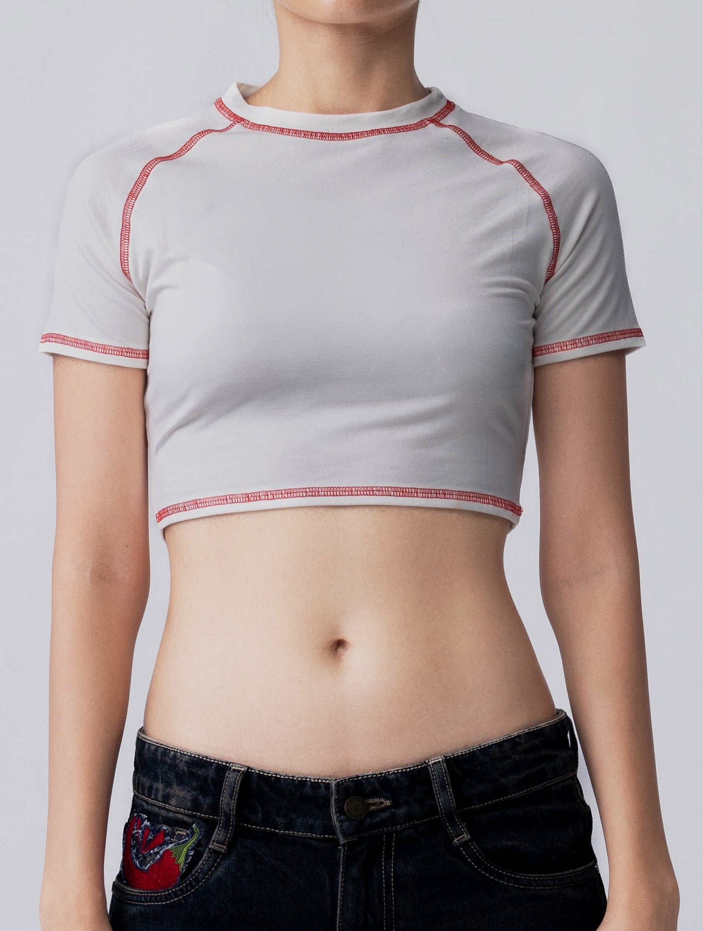 Bamboo Weave Crop Tee – Cloud Dancer
