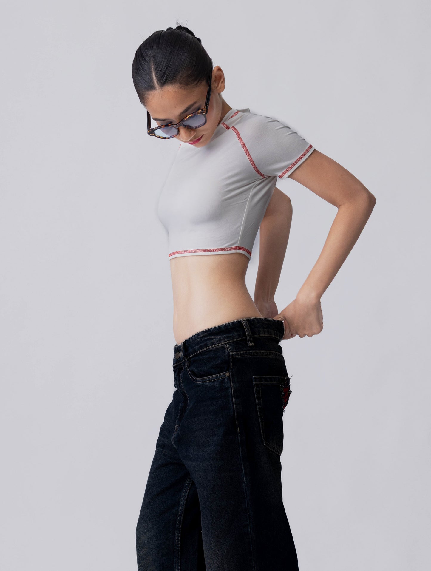 Bamboo Weave Crop Tee – Cloud Dancer