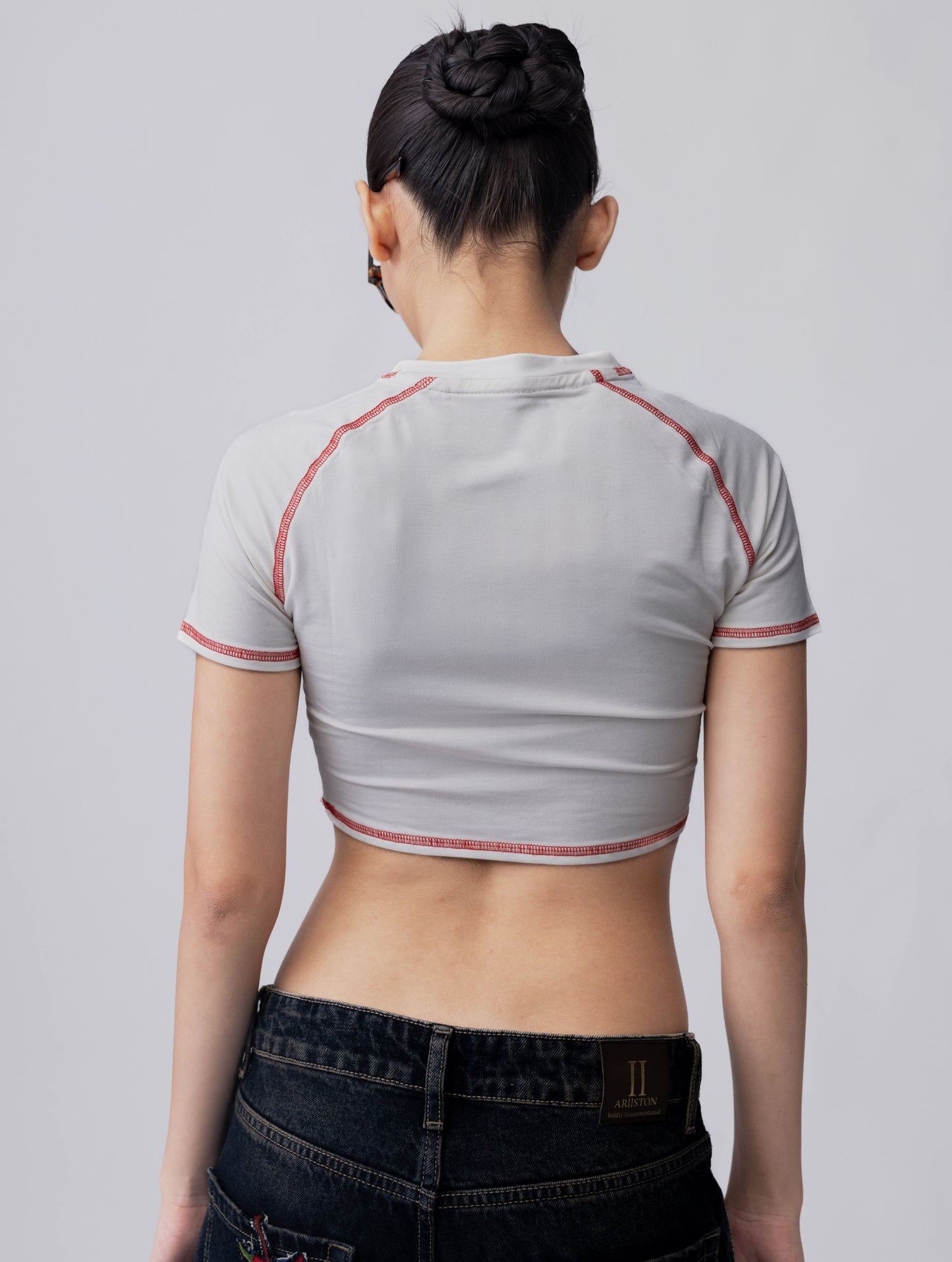 Bamboo Weave Crop Tee – Cloud Dancer