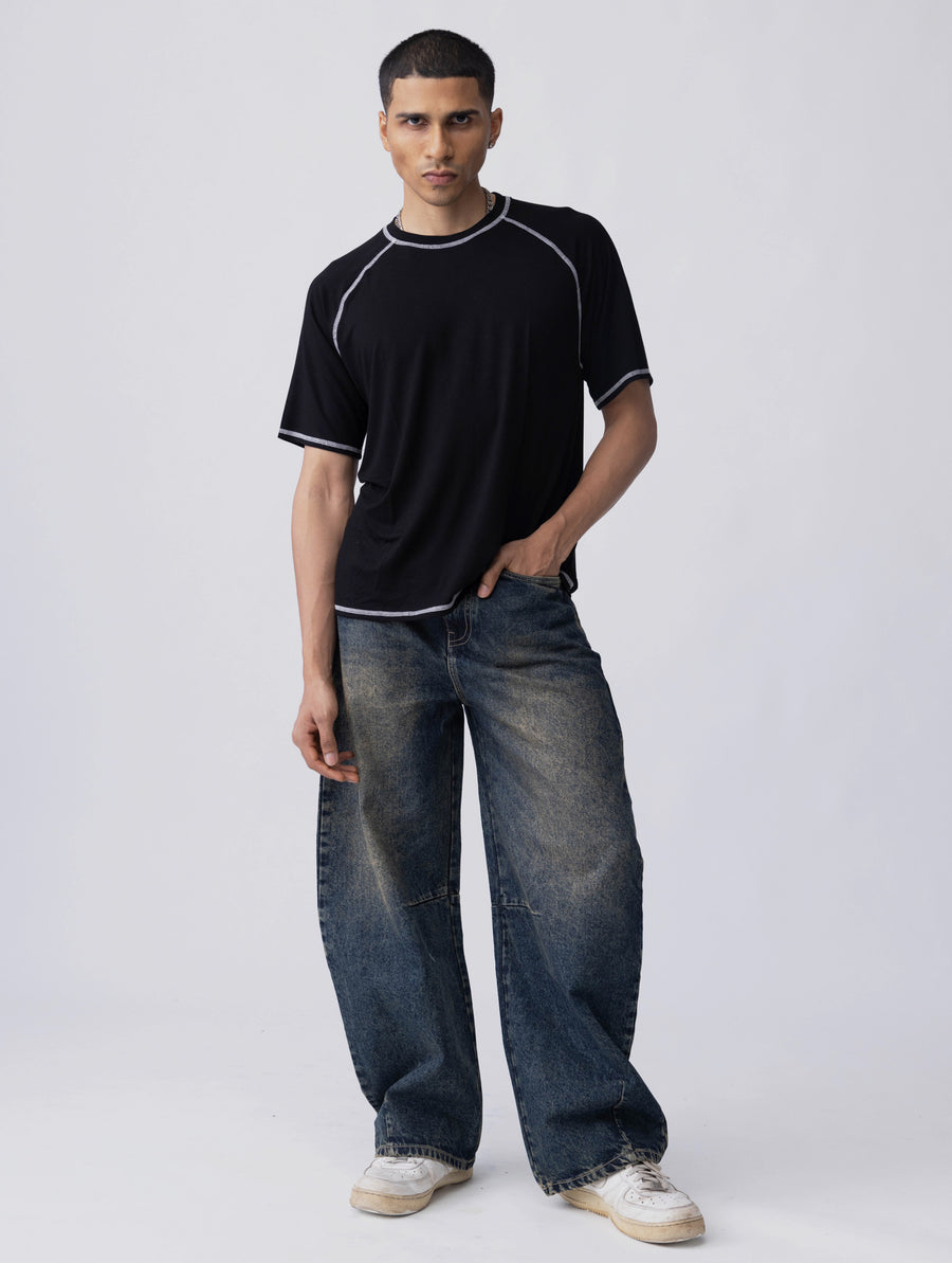 Bamboo Weave Tee – Black