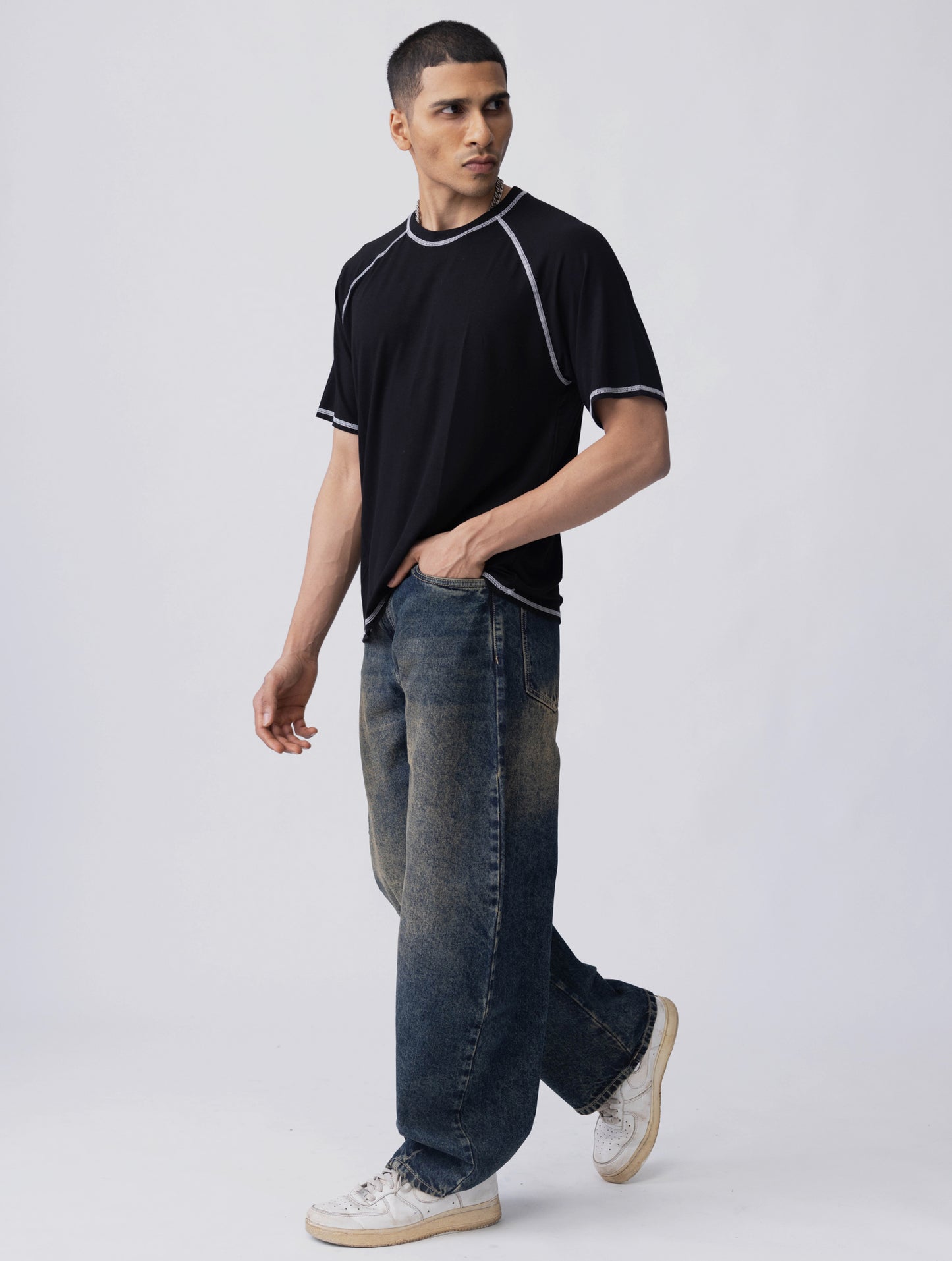Bamboo Weave Tee – Black