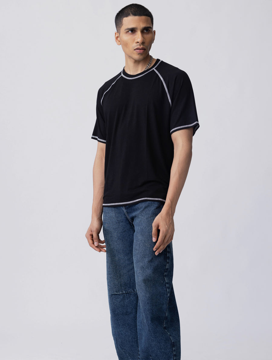 Bamboo Weave Tee – Black