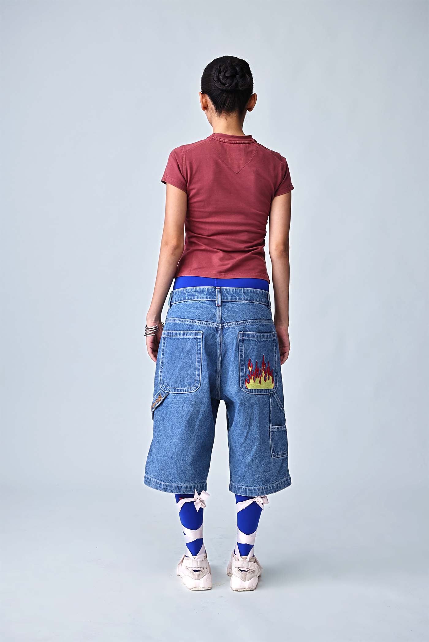 The Ikat Yoke Crop - Dark Coral
