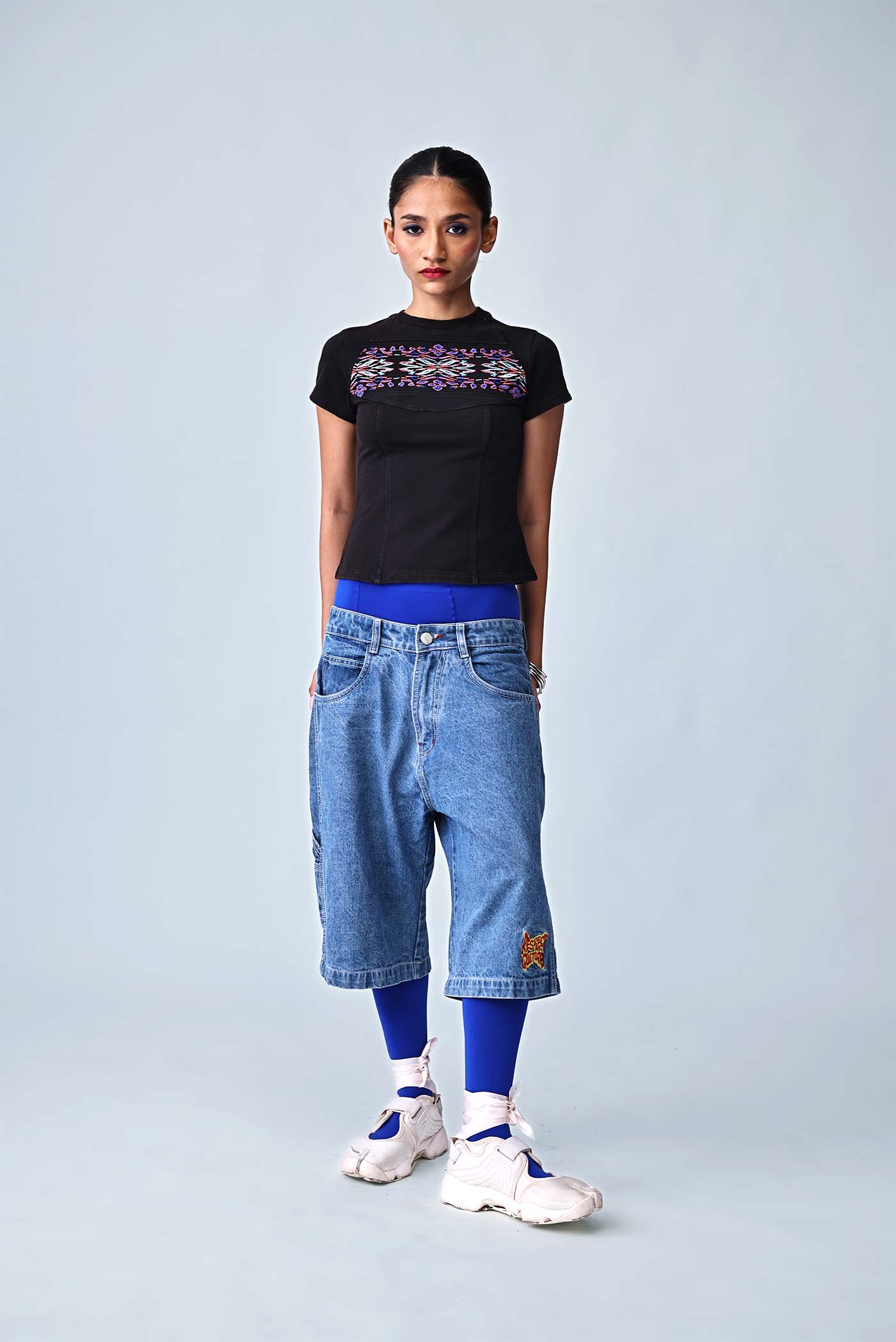 The Ikat Yoke Crop - Black