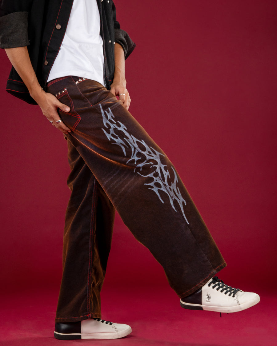 Golden Brown Sidetrace Straight Denim — Men
