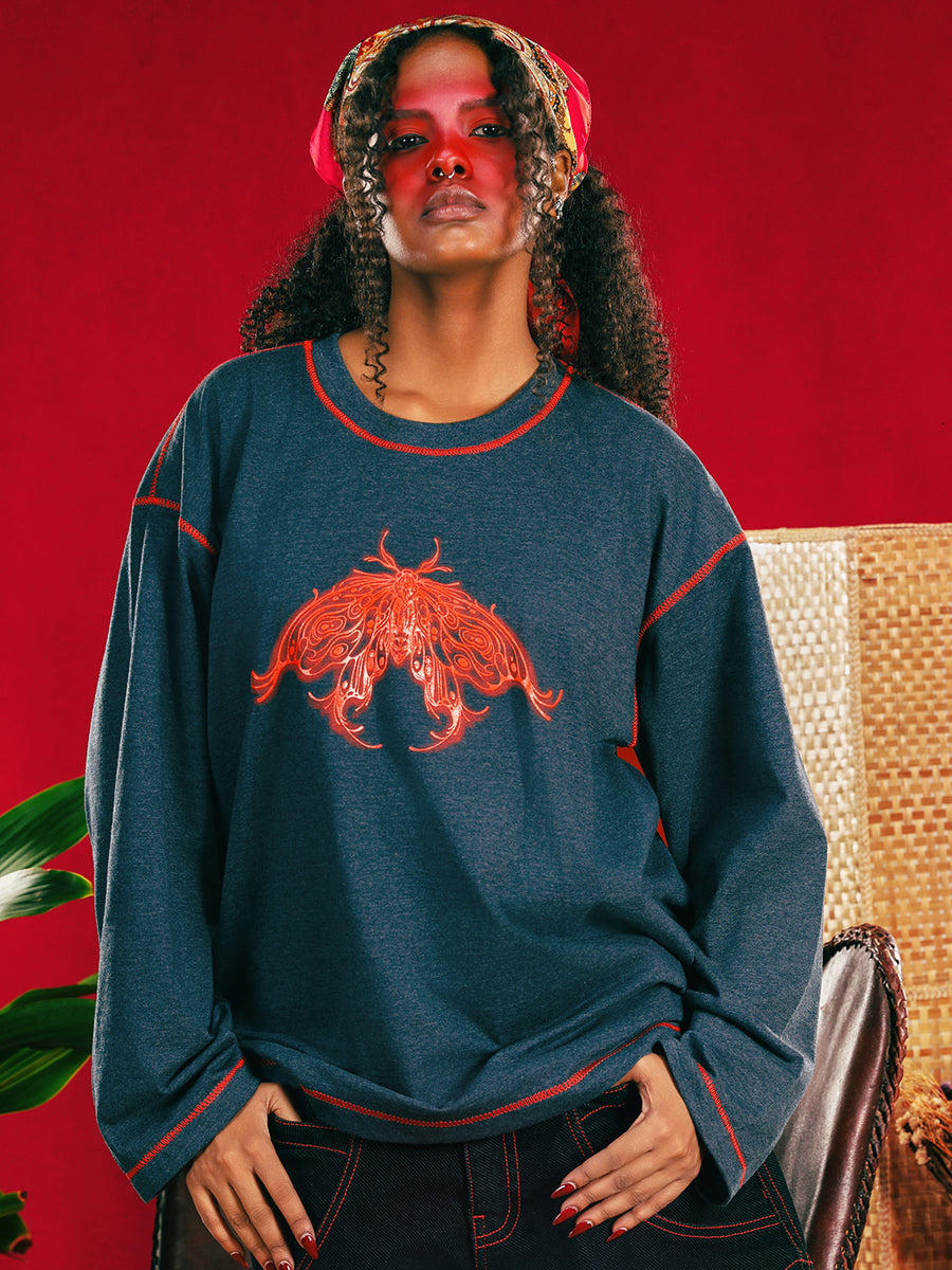 Anthra Melange Butterfly Flare Sleeve Tee — Unisex
