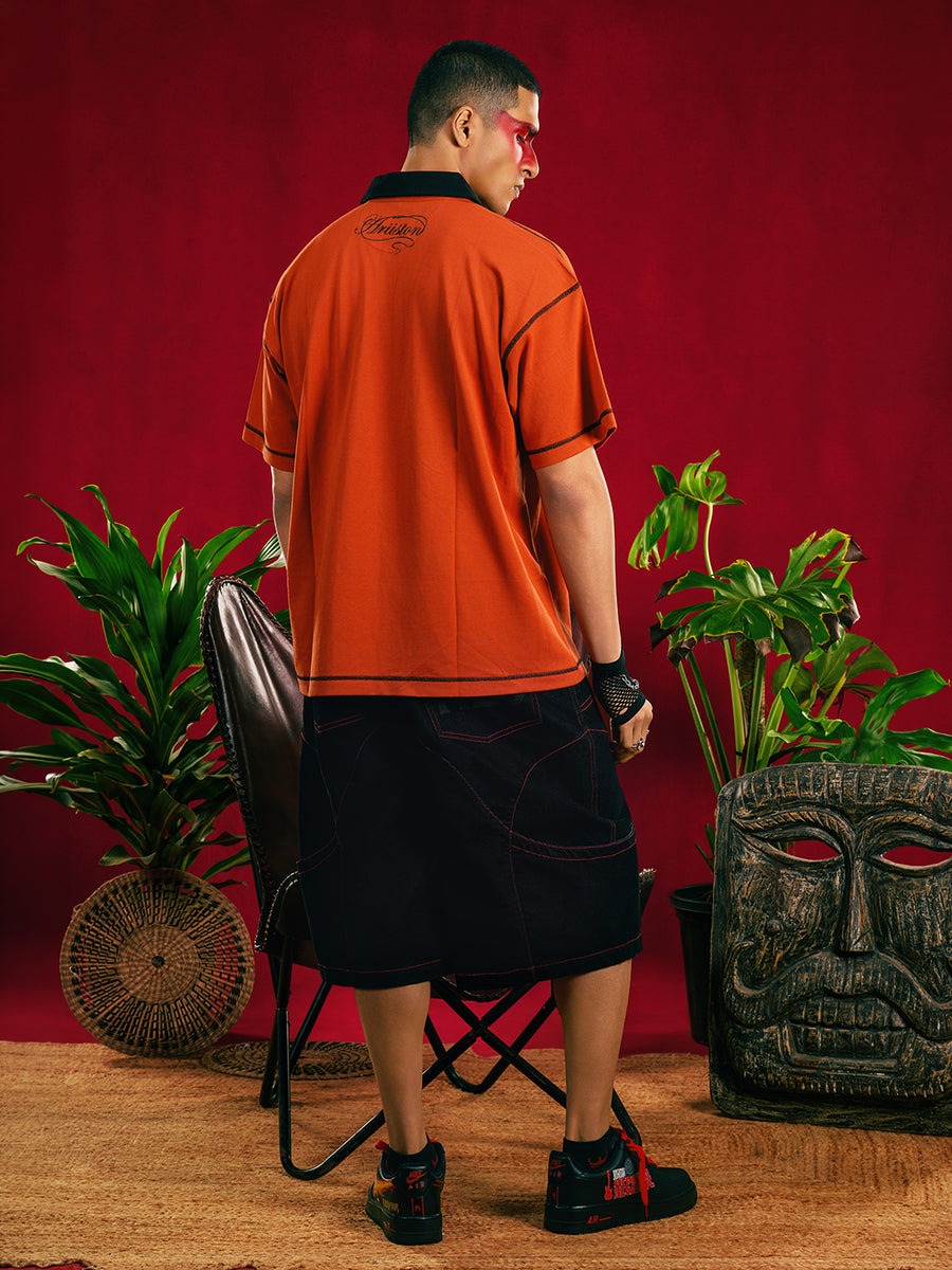 Burnt Sienna Panther Boxy Polo — Men
