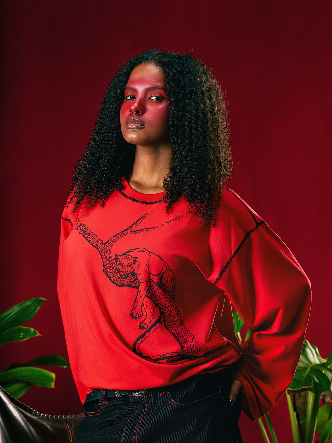 Red Panther Flare Sleeve Tee - Unisex