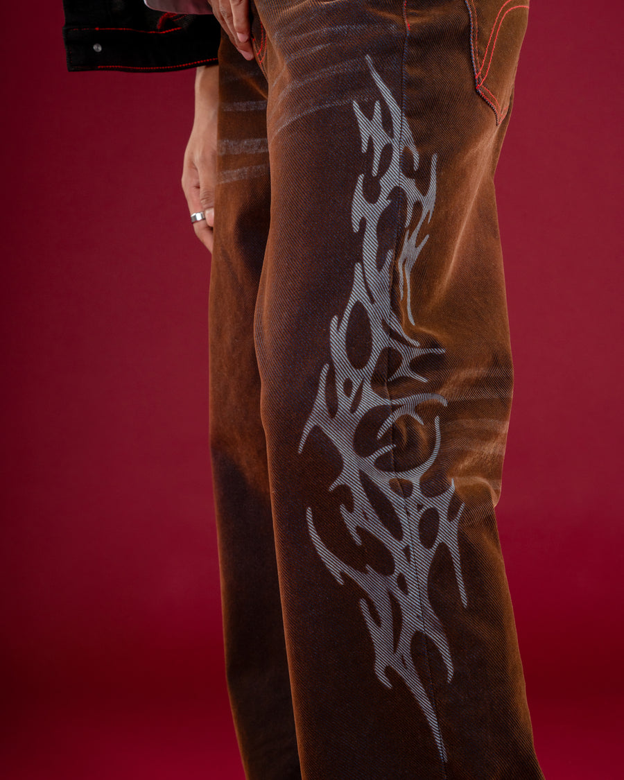 Golden Brown Sidetrace Straight Denim — Men