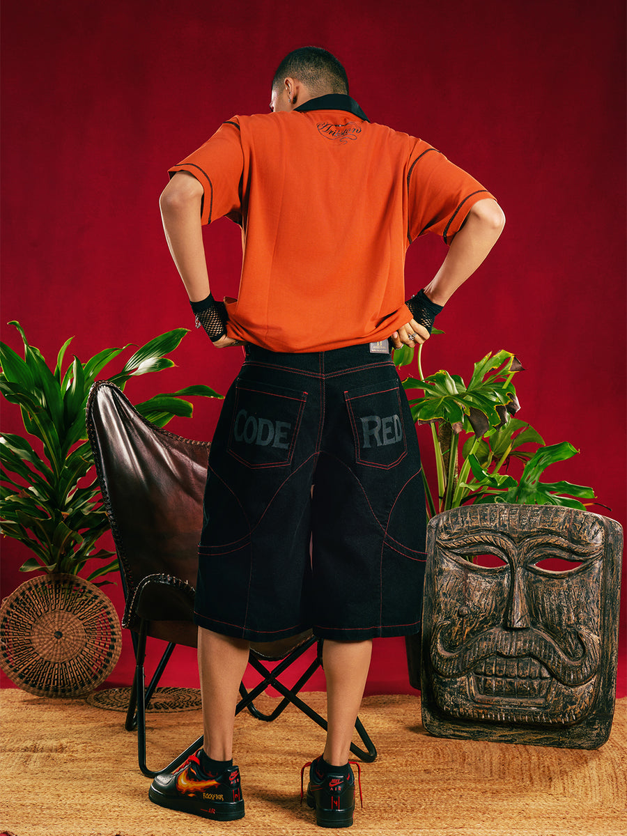 Black Redwave Barrel Jort — Unisex
