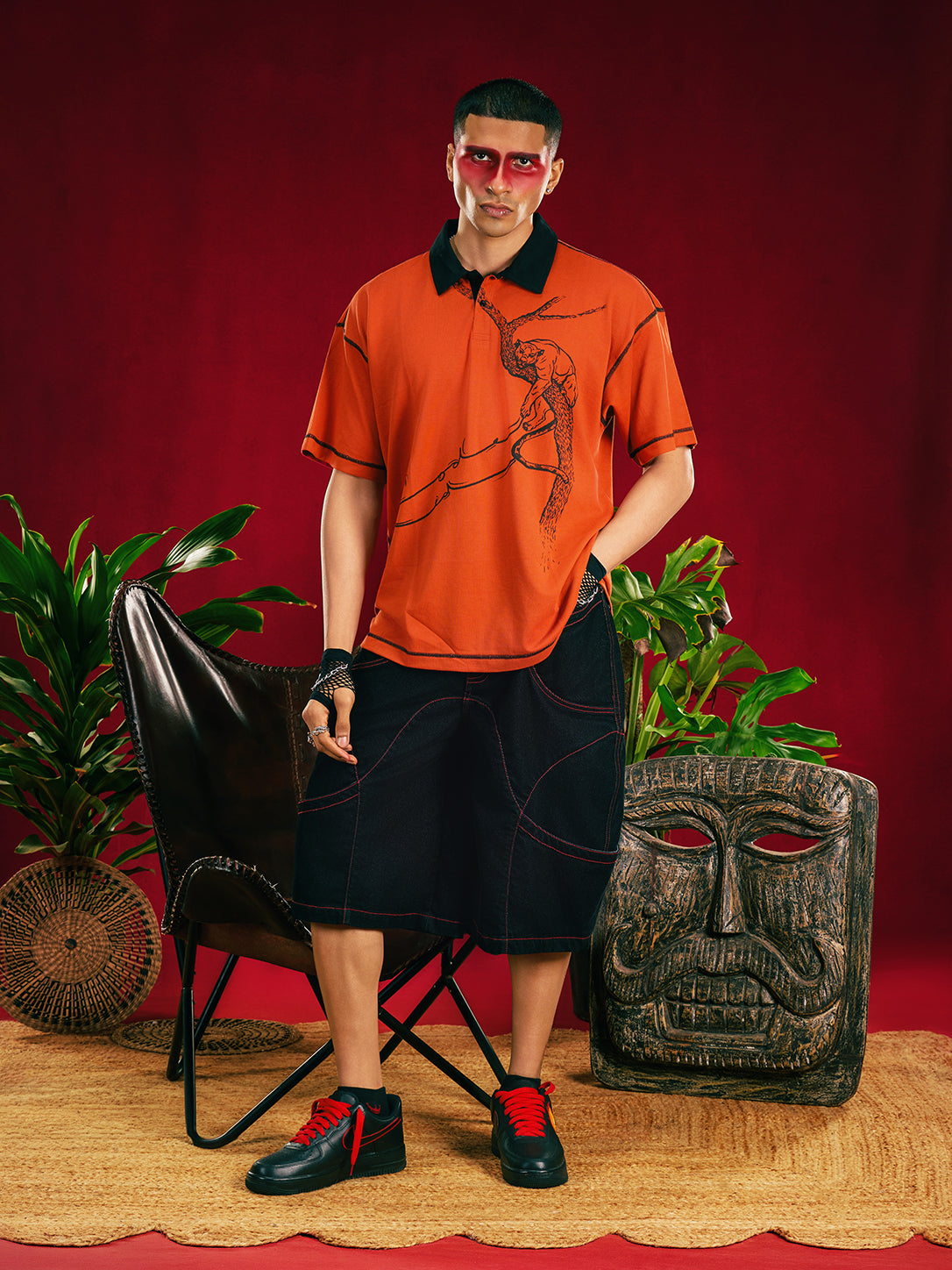 Burnt Sienna Panther Boxy Polo — Men