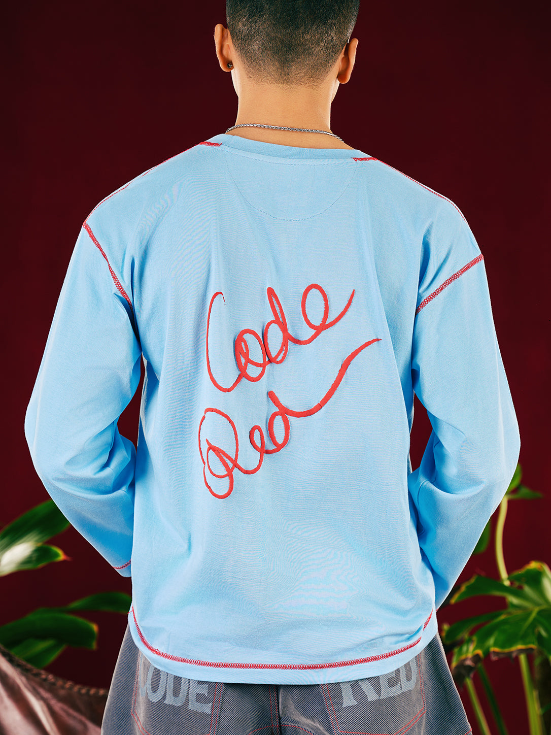 Sky Blue Pomegranate Flare Sleeve Tee -  UNISEX