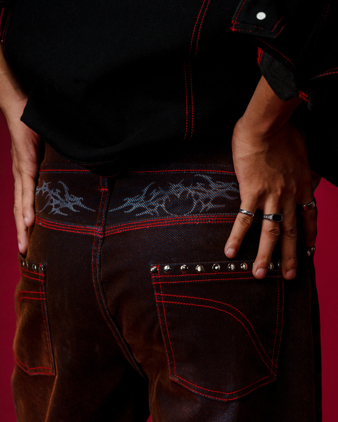 Golden Brown Sidetrace Straight Denim — Men