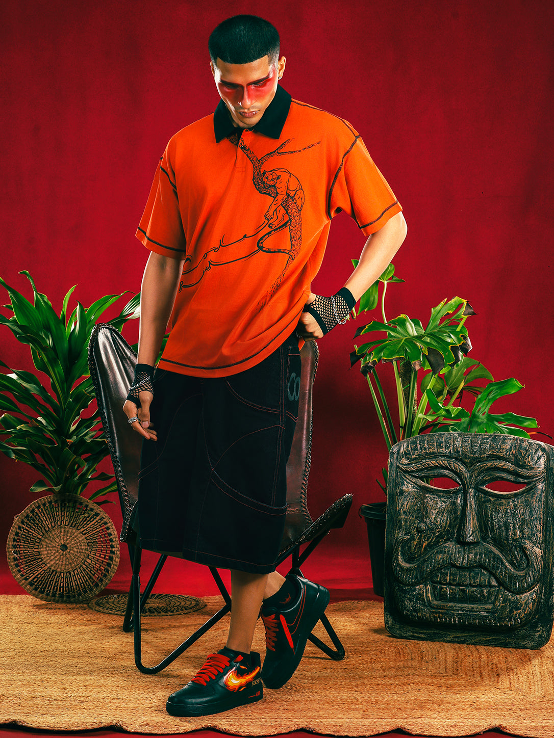 Black Redwave Barrel Jort — Unisex