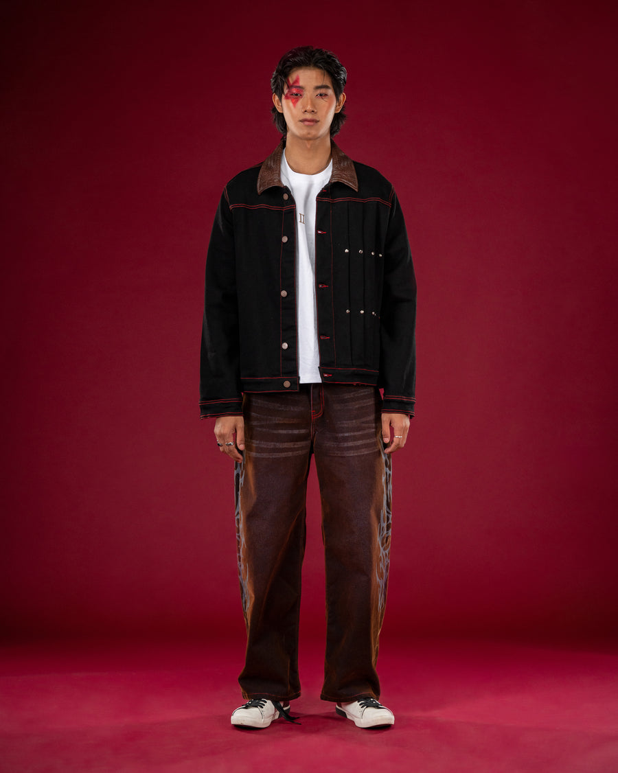 Golden Brown Sidetrace Straight Denim — Men