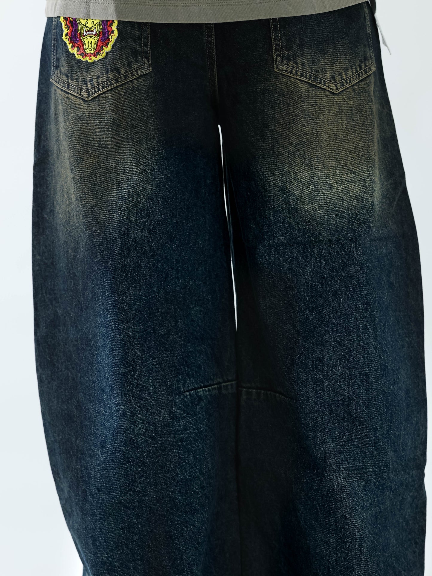 Black Fused Embroidered Barrel Fit -The Hanya
