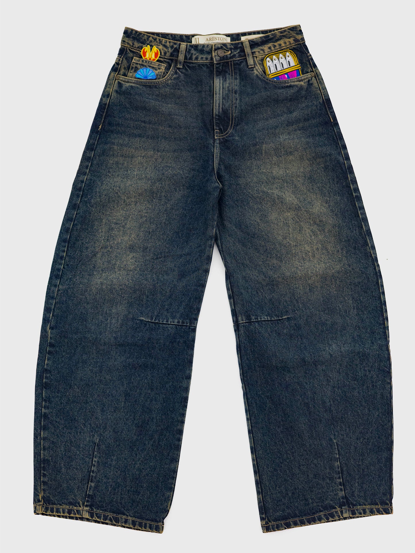 Indigo Rust Embroidered Barrel Fit-The Ocean
