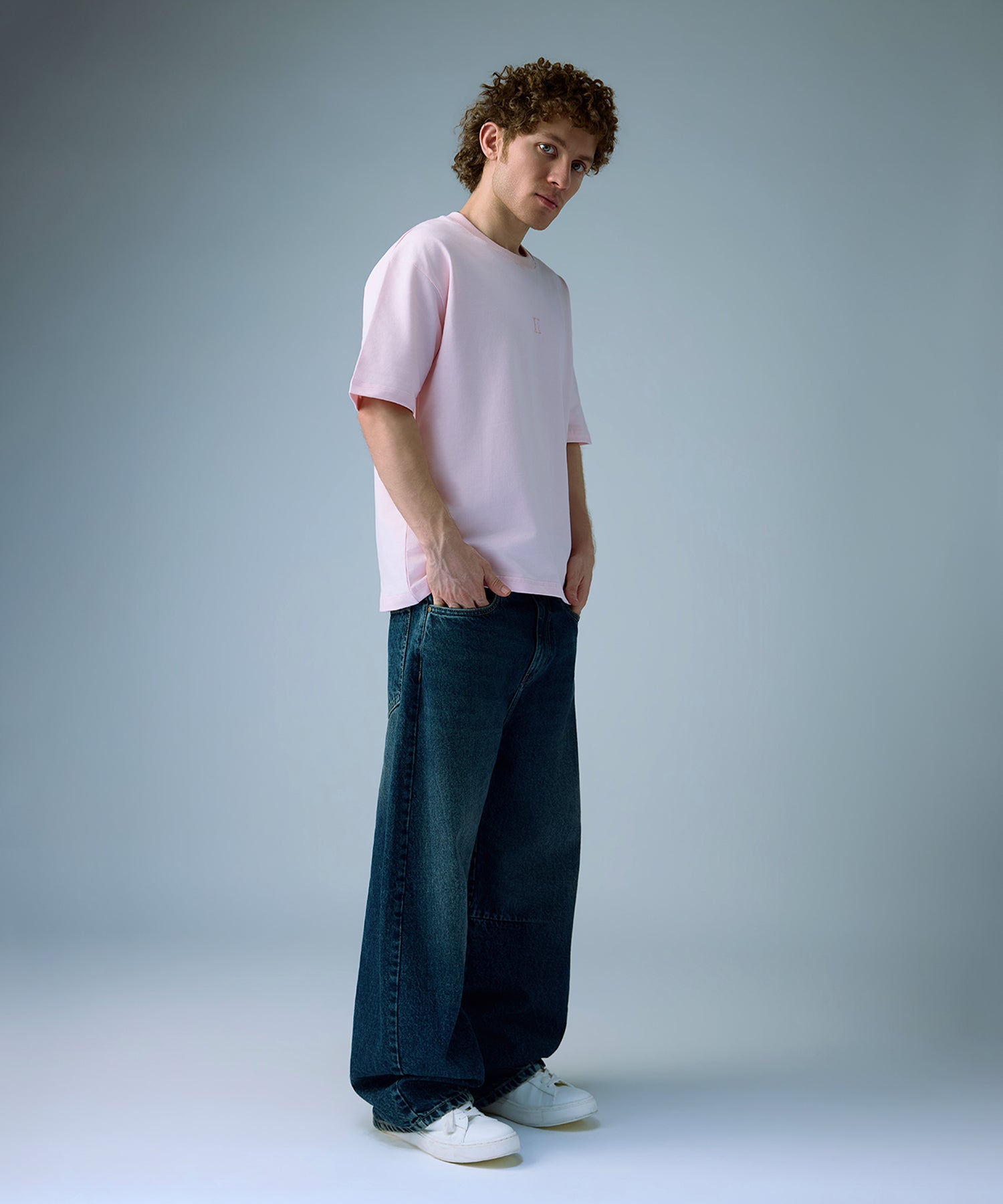 Pink Oversized Tee Styled with Dark Jeans