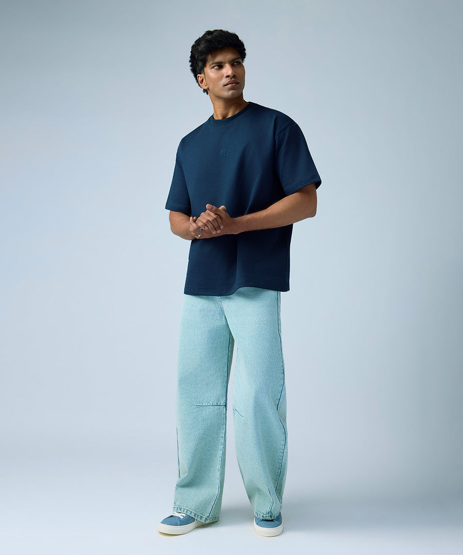 Navy Oversized Tee for Men - Front View
