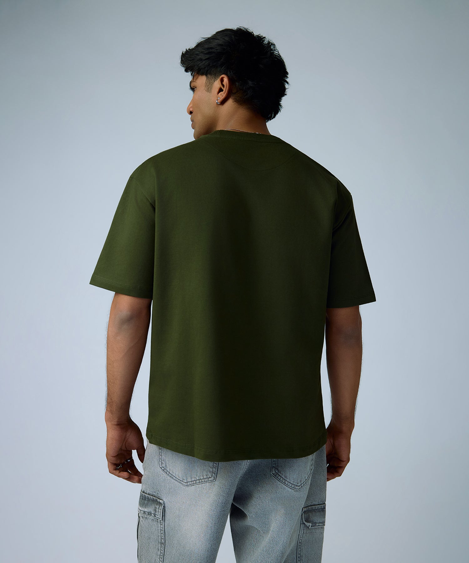 Olive Oversized Tee - Back View