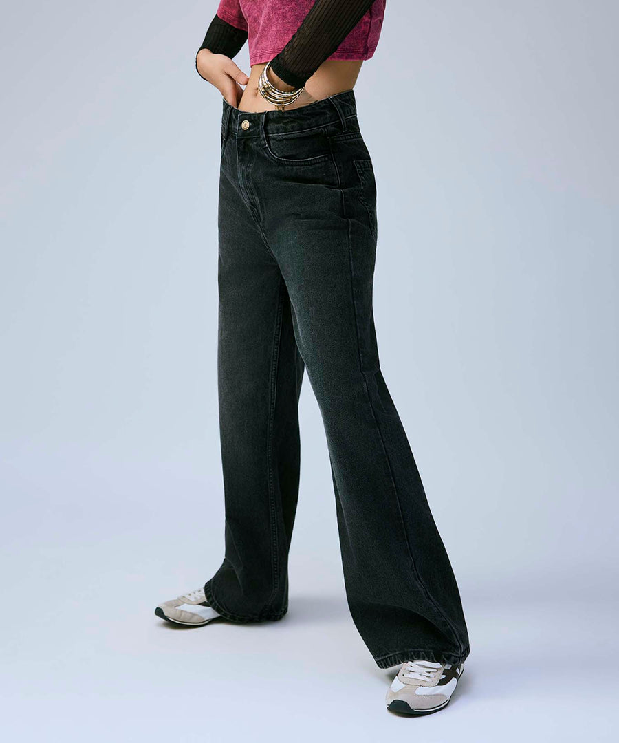 black infused wide leg jeans