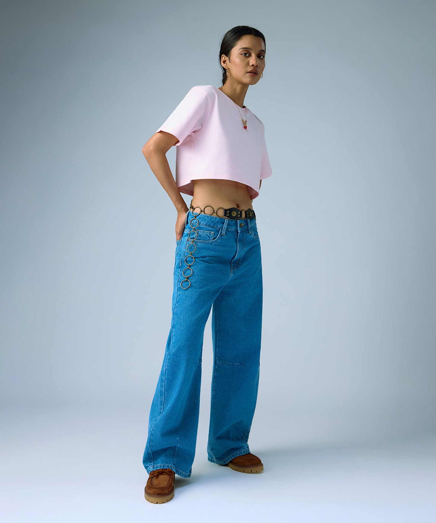 Indigo Barrel Jeans women denim jeans by Ariiston India - back view