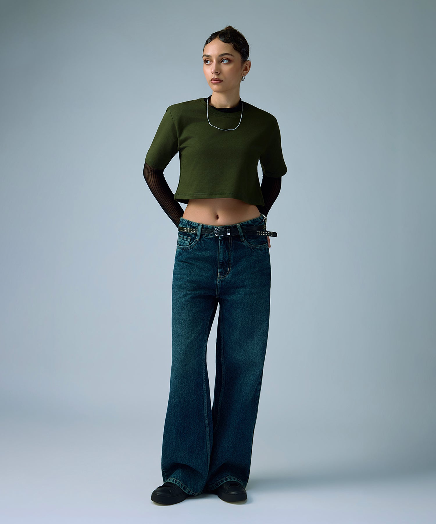 Indigo Wide Leg Jeans women denim jeans by Ariiston India - back view