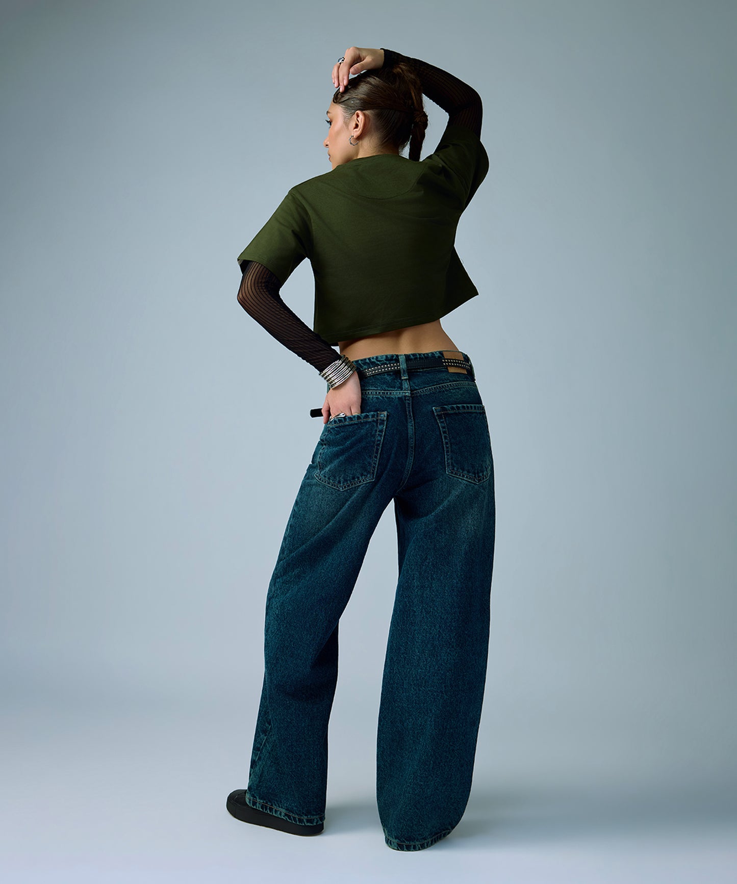Indigo Wide Leg Jeans women denim jeans by Ariiston India - side view