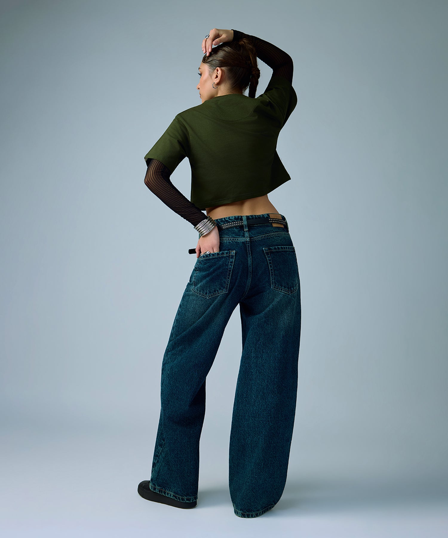 Indigo Wide Leg Jeans women denim jeans by Ariiston India - side view