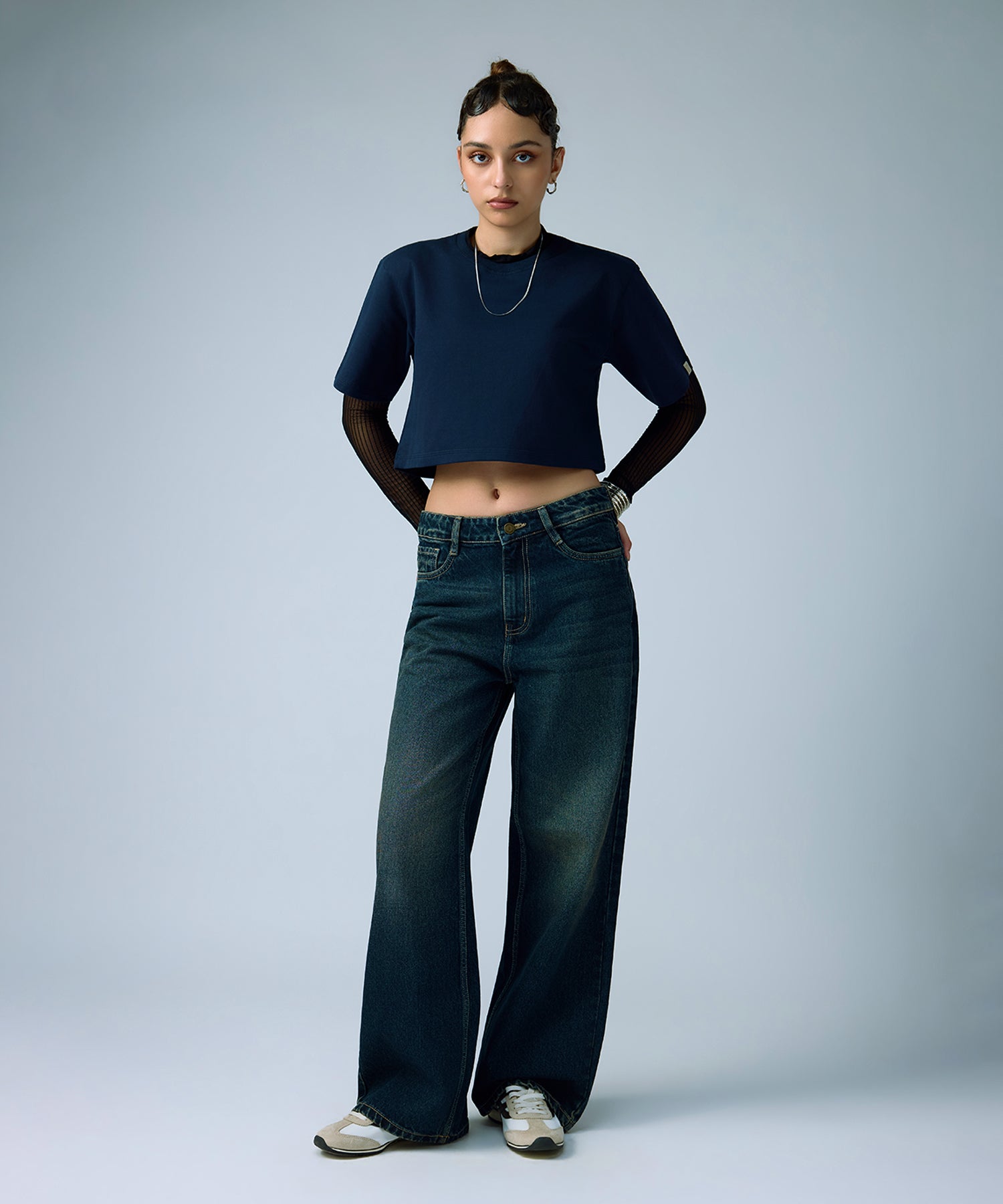 Indigo Onyx Wide Leg Jeans women denim jeans by Ariiston India - side view