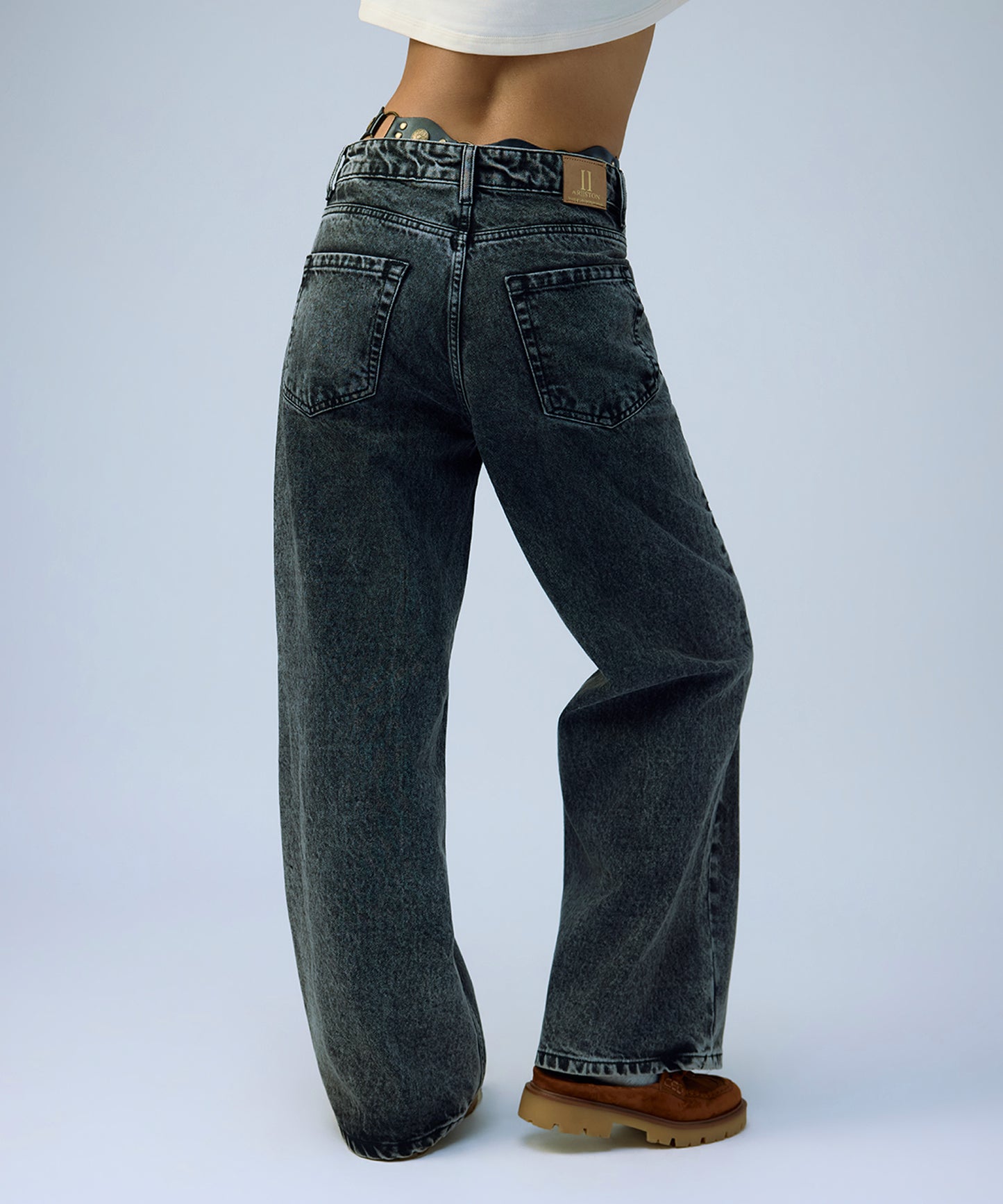 Salt & Pepper Wide Leg women denim jeans by Ariiston India - side view